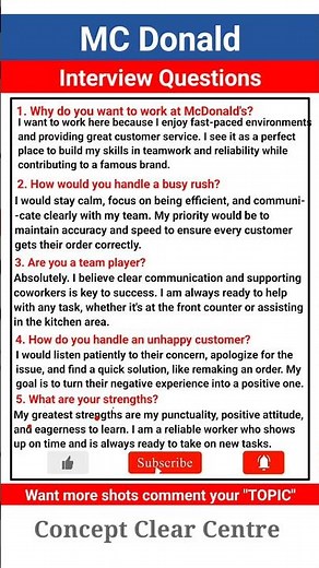 McDonald's Job Interview Questions and Answers