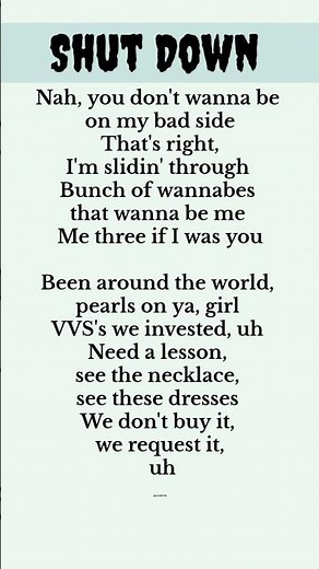Shut Down 🎧🎶 #lyrics
