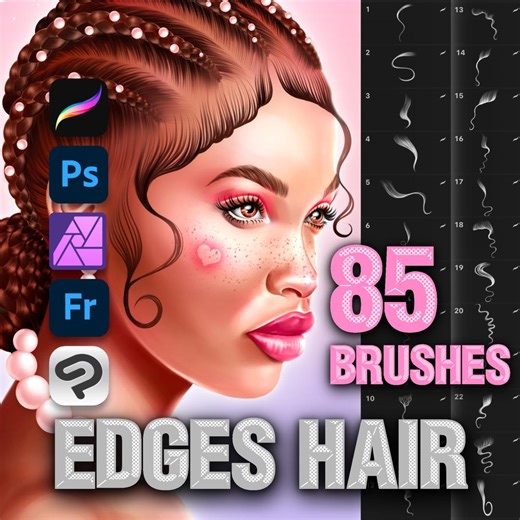 Photoshop Hair Brushes. Photoshop Edges Hair Stamps. Photoshop Hairstyle Brushes. Clip Studio Hair Brushes. Clip Studio Portrait Face Brush - Etsy