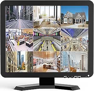 Eyoyo 17 inch CCTV Monitor, 1280 x 1024 Security Camera Monitor LCD Screen with HDMI/VGA/BNC/AV/USB Ports, 100% sRGB Built-in Dual Speakers Metal Stand VGA Display for Camera PC DVR