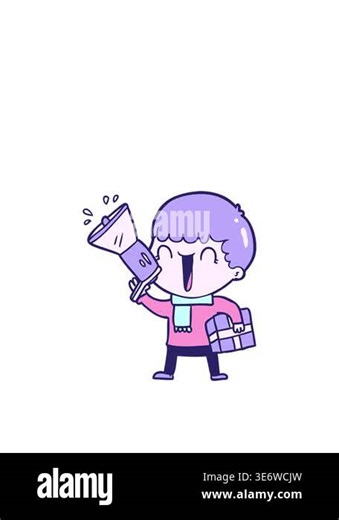 jumping motion animation of megaphone cartoon man with present Stock Video Footage - Alamy