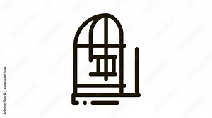 Parrot Cage Icon Animation. black Parrot Cage animated icon on white background