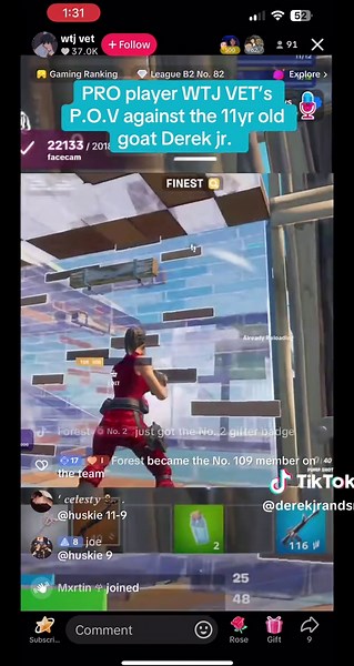 This was a friendly token in realistics against pro player vet. Derek Jr won the first one 12-6 and then vet won the 2nd one so the series is tied 1-1. Was hella fun to watch tho. #fortnite #fortnitecompetitive #proplayer #viral