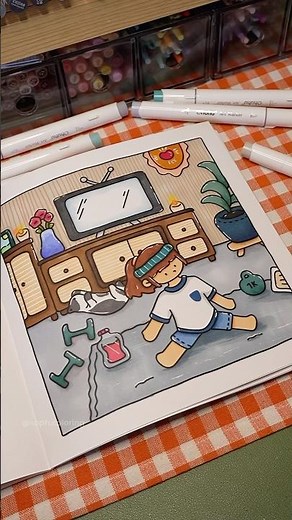 satisfying coloring Tina Loo 🤸‍♀️ home workout page #colorwithme #coloringbookpages #adultcoloring