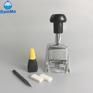 [Hot Item] 6 Digits Automatic Number Stamping Machine Metal Stamps with Ink, Ink Pad