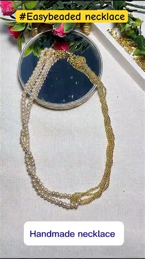 DIY handmade necklace with pearl & seeds #jewelrymaking #simplehandmadenecklace#easyhandmadenecklace