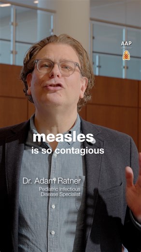The measles virus spreads easily through the air when an infected person sneezes or coughs and someone nearby inhales the infected droplets. It can also be transmitted by direct contact with fluids from the nose or mouth of an infected person. As measles cases rise in states across the country, it’s important to ensure your child is up to date on their vaccinations. Getting the measles vaccine is the best way to strengthen kids' immune systems and prevent illness. | American Academy of Pediatric