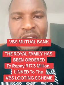 The VBS Scandal Continues to unfold. The Scandal that Includes Politicians, Bank Executives and Royal Family Is Far From Over. A Royal Family Has Been Ordered To Repay R17.3 Million towards The VBS Looting Scheme. #VBS #corruption #FRAUD #royalfamily #southafrica