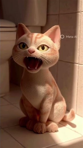 A Cat crying in a bathroom 😭