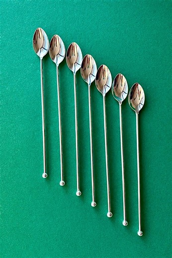 Vintage Silver Plated Latte Spoons Set of 7, Crown 90 Barware, Long Coffee Spoons, Mid Century Bar Decor, Collectible Gift, European Cutlery - Etsy Australia