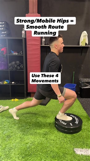 Strong, mobile hips = Smoother, more efficient route running! 4 Movements - ATG Split Squats - Pigeon Push Ups - Elephant Walks - Cossack Squats Make this a priority in your routine! #receivertraining #hipmobility #tp3skills #fyp