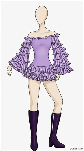 "Lavender Rhapsody-an off-shoulder ruffle mini dress desighned by ‪@Akashi.creates‬💜🪻✨💋 #fashion
