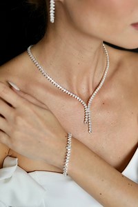 Zircon Wedding Jewelry Set: Bridal Necklace, Bracelet & Earrings - Etsy