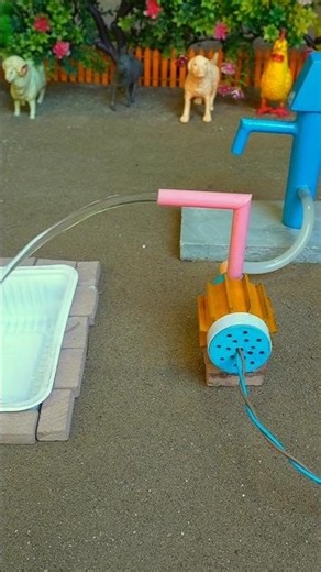 Mini hand pump project water with supply motor drinks horse #animals #shorts #533