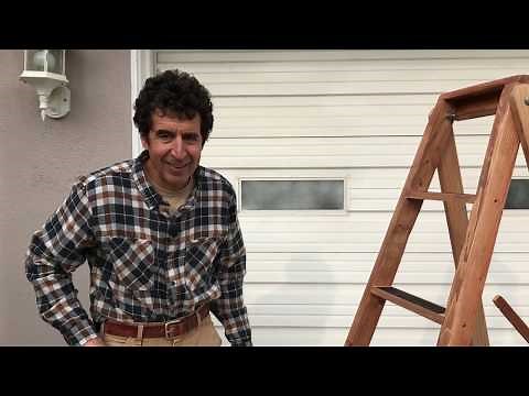 DIY Fold Flat Wooden Step Ladder for Interior Use. Stores behind door.