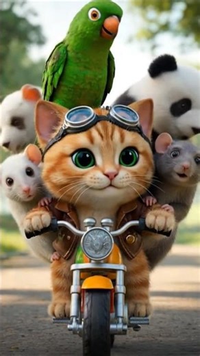 Subscribe & watch: Cat riding bike with Parrot, Rats & Pandas