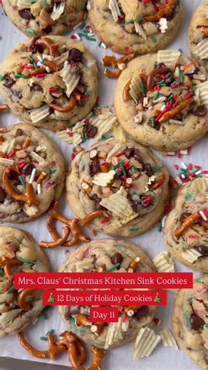 Molly Thompson | Mrs. Claus’ Christmas kitchen sink cookies are perfect if you love sweet and salty desserts! Comment ‘recipe’ and I’ll DM you the link!... | Instagram