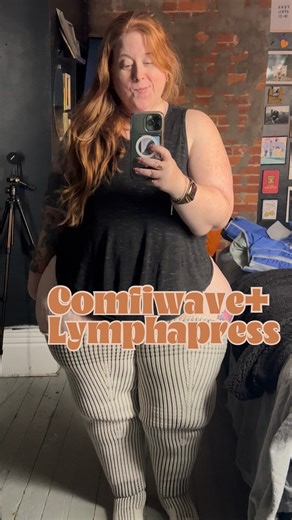 Cara Garrett | Palegingerpear on Instagram: "Wearing my Comfiwave nighttime compression garments while using my Lymphapress pneumatic pump is my new favorite thing. The reduction in inflammation and fibrous in my legs & hips has been so noticeable. Have you tried something similar while pumping? 🧦 by: @haddenhamhealthcare Pump: @lympha_press #lipedema #lymphedema #livinglifeafterlipedemasurgery #lipedemamanagement #pneumaticpump #lymphapressoptimalplus"