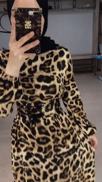 Stylish Mirror Selfie in Leopard Print Dress