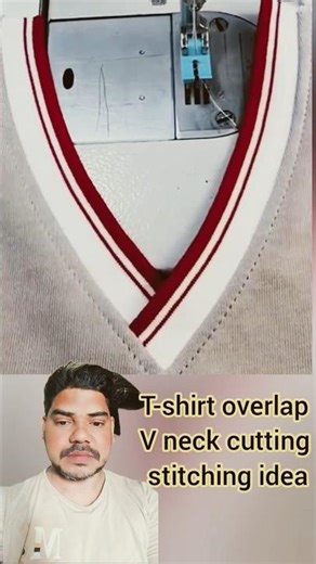 t-shirt overlap V neck cutting stitching idea 💡👌 shorts video #fashion #indianyoutuber #diynstitch