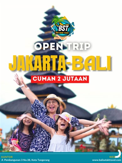 ✨ OTW Bali cuma 2.185.000?! 😍 Open Trip lengkap itinerary hits! 🌴 Pantai ✔️ Sunset ✔️ Hidden gem ✔️ Tag temanmu yang harus ikut! 🧳 #BaliTrip #OpenTripBali #TravelTok #ExploreBali #LiburanMurah #TravelBudget #ItineraryTips #BaliVibes #baliSatakTravel #TravelIndonesia #HiddenGemBali #VacationMood #PantaiBali #SunsetBali Bali Trip, Open Trip Bali, Liburan Murah, Bali 2026, Trip Murah, Travel Tok, Explore Bali, Itinerary Bali, Bali Vibes, Hidden Gem Bali, Sunset Bali, Pantai Bali, Vacation Mode, 