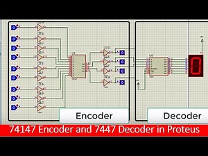 74147 encoder and 7447 decoder Proteus tutorial