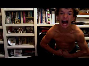 Teen ripped bodybuilder flexing insane biceps & abs vacuum / read description