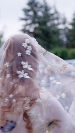 Handmade Crochet Wedding Veil with Agnes the CVM Sheep Wool Trim