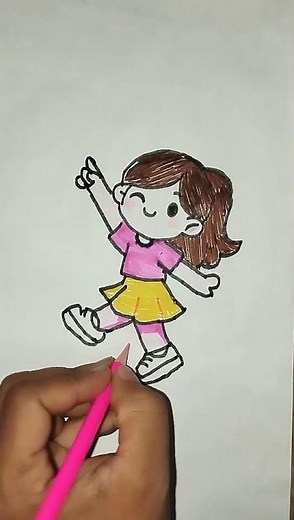 How to Draw a Cute Cartoon Girl 👧💕 | Easy Step-by-Step Tutorial #drawing # shorts #speeddraw