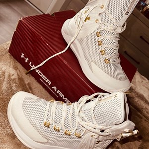 Under Armour Women's White and Gold Athletic Shoes