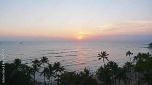 Time lapse video of an amazing sunset at Waikiki in Honolulu in Hawaii in 4k