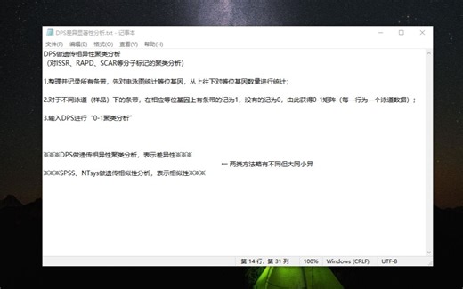 DPS遗传相异性分析（ISSR、RAPD等的聚类分析）