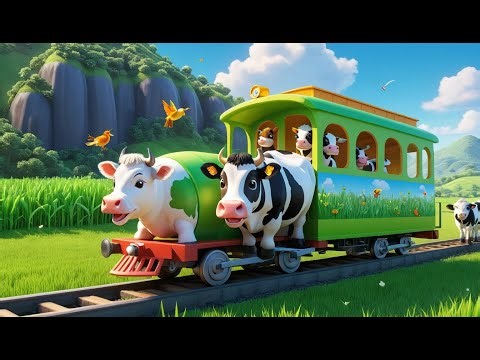 🐄🚂 Cows on the Smiling Train | Farm Animal Train Song for Kids & Toddlers | Moo Moo Travel Rhyme