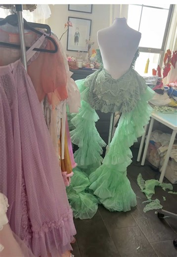 Antique mermaid showgirl doily dress will be finished!!!!!!! #diy #sewing #doilydress #showgirl #whimsical