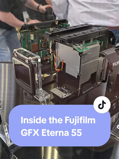 Inside the Fujifilm GFX Eterna 55, with GFX 102MP CMOS II HS sensor and Electronic Variable ND Filter Unit, spotted at The Photography Show