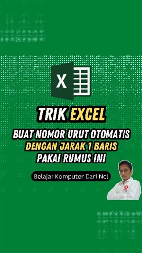 285 reactions · 65 shares | Cara membuat nomor otomatis di excel dengan ada jarak baris diantaranya ✍️ #belajarkomputerdarinol #rumusexcel #belajarexcel #tipsexcel #trikexcel #excel | Belajar Komputer Dari Nol | Facebook
