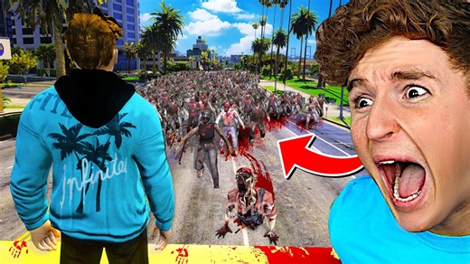 BIGGEST Zombie Hoard CHASES ME In GTA 5.. (HELP) | Caylus