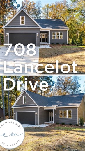 Emily McAllister | GREENVILLE, NC REALTOR on Instagram: "🏡 Home Tour: 708 Lancelot Drive, Greenville, NC 27858 (Camelot Subdivision) Welcome to 708 Lancelot Drive — a brand new construction home in Greenville’s Camelot area, surrounded by mature trees and sitting on nearly half an acre! ✨ Property Details: 📍 Address: 708 Lancelot Drive, Greenville, NC 27858 💰 List Price: $349,900 🛏 Bedrooms: 3 🛁 Bathrooms: 2 📐 Square Footage: 1,652 sq ft 🌳 Lot Size: 0.49 acres 🚗 Garage: 2-Car Garage 🏗 Y