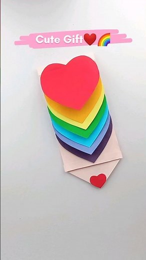 DIY Rainbow Heart Waterfall Card❤🌈 | Pull Me Card | Easy Birthday Card | Cute Gift Idea#card #shorts