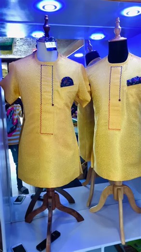 Traditional Yellow Garments Showcase with Embroidery