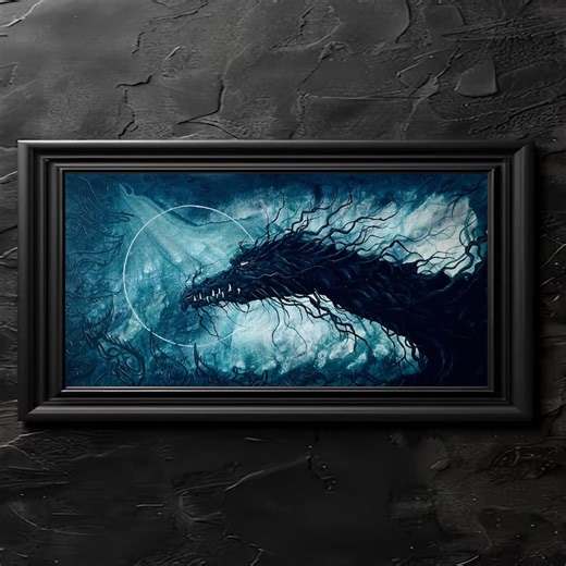 Shadowscale the Ancient - Fantasy Wall Print - Elder Dragon With Twisted Trees Dark Forest - Etsy