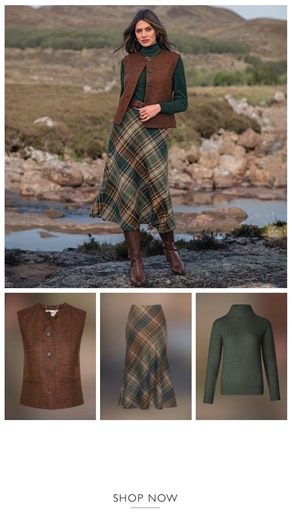 Her Highland day look balances ease and elegance, soft knits and tailored layers made for unhurried walks, moments of quiet, and the charm of the landscape unfolding around her. https://www.houseofbruar.com/highland-day-look-for-her/ | The House of Bruar
