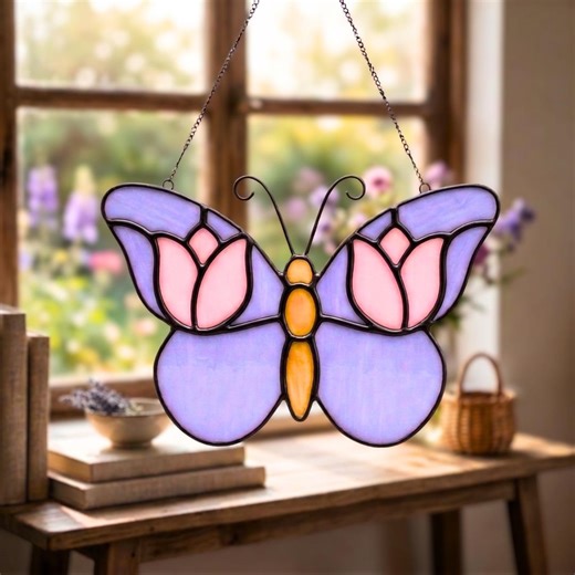 Floral Butterfly Stained Glass Pattern - DIY Tulip Suncatcher PDF SVG Template - Digital Download - Etsy