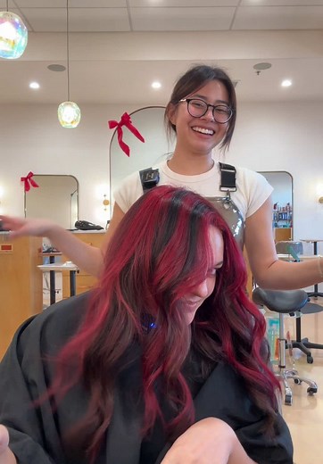 Red Chunky Highlights Hair Transformation