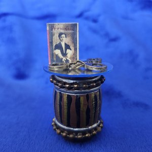 Houdini Dollhouse Miniature Magic Shop Display Bronze Handcuffs, Key, Wooden Barrel, Houdini Book - Etsy