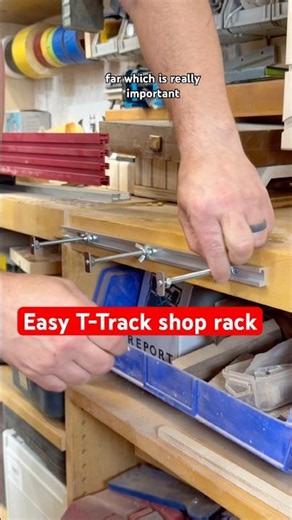Using T-track to make a simple hanging rack for workshop clamps #workshop #woodworking #storage