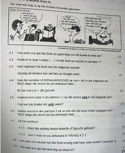 Die vrae wat volg, is op die strokies hieronder gebaseer.(Teks... | Filo