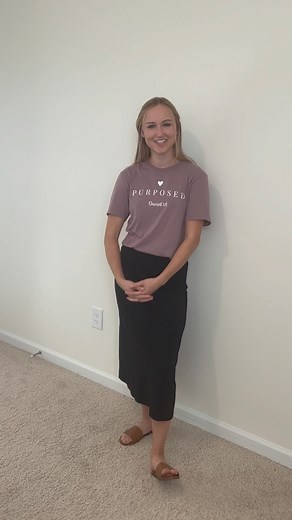 This black midi skirt is such a basic closet essential that can be styled so many different ways!! And the best part…it has attached leggings!! #blackmidiskirt #closetessentials #comfyandcute #modestfashion #purposedboutique #knoxvilletn #weship | Purposed Boutique | Facebook