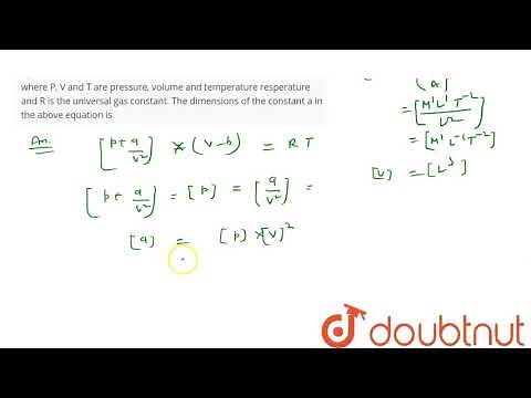 Find the dimensions of a in the formula `(p+a/V^2)(V-b)=RT`