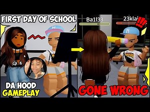 MY LIL SISTER FOUGHT HER FIRST DAY AT SCHOOL! 👊😂 (ROBLOX) DA HOOD GAMEPLAY ‪@23kLai‬